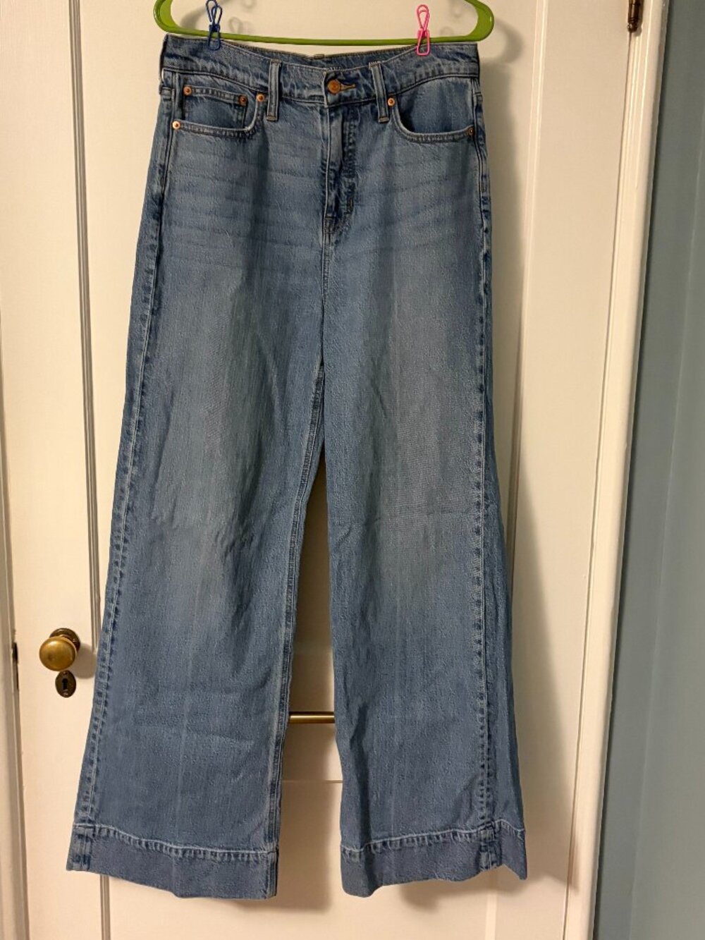 J Crew wide leg trouser jean size 29 high rise medium wash classic preppy boho